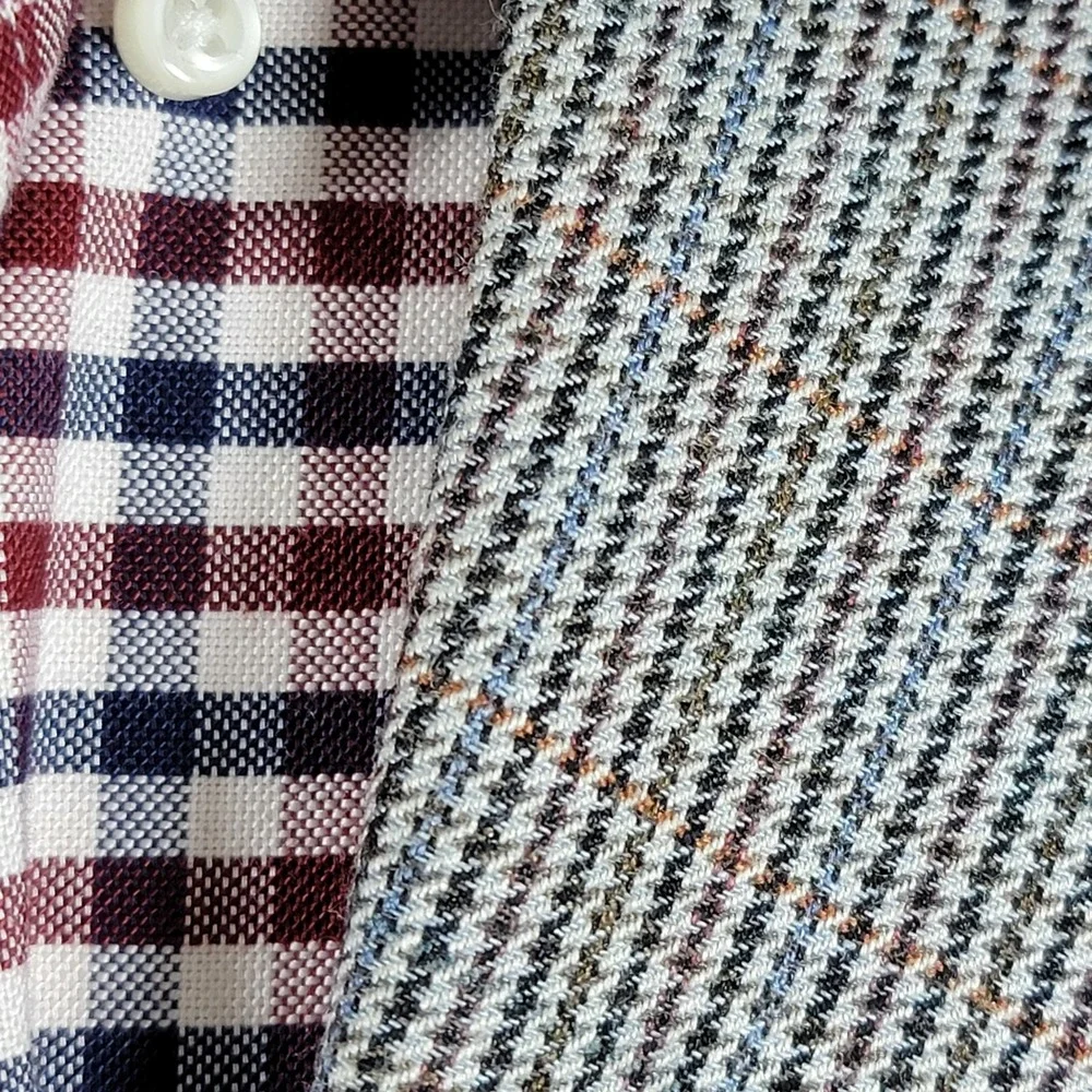 Jones New York Men's Sport Coat Three Button Gray Houndstooth Silk Wool Size 40L